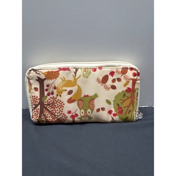 Lily Bloom Woodland Animal Print Wallet With Zipper & Bright Green Interior - Picture 2 of 5